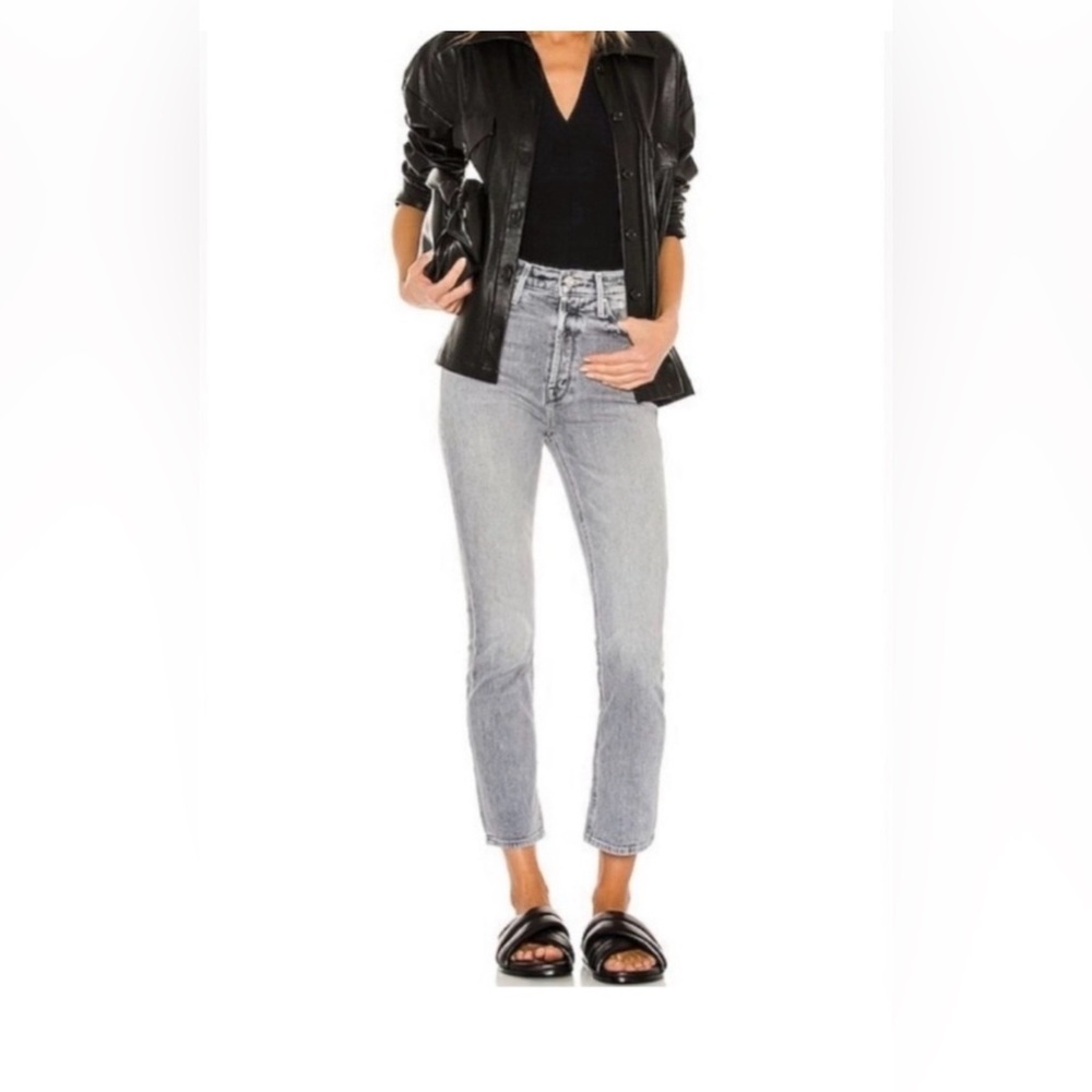 MOTHER The Button Fly Dazzler Ankle Jeans Shadows in the Grass Gray Size 25